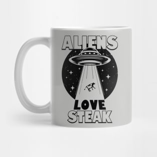 Funny Retro Vintage Alien UFO Steak Cow Abduction Meme Mug